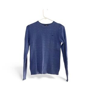 IZOD Periwinkle Blue Cable Knit Cotton Sweater Women’s XS Cozy Casual